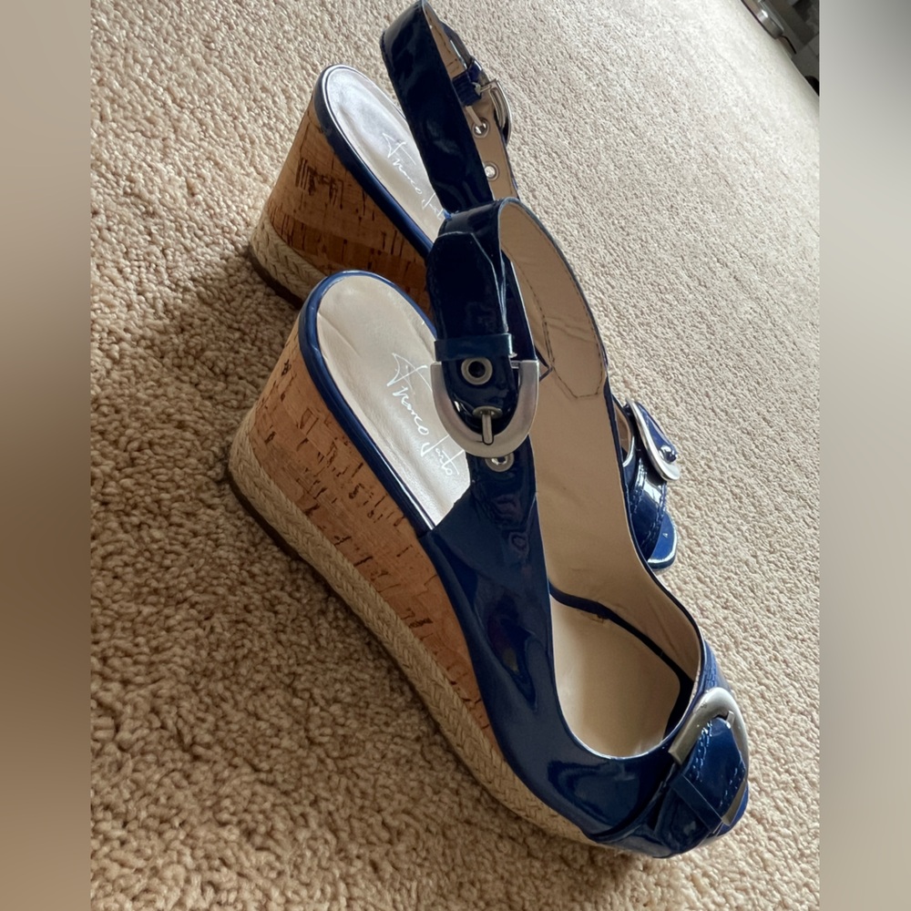 Franco Sarto Patent Leather Wedge Sandals
